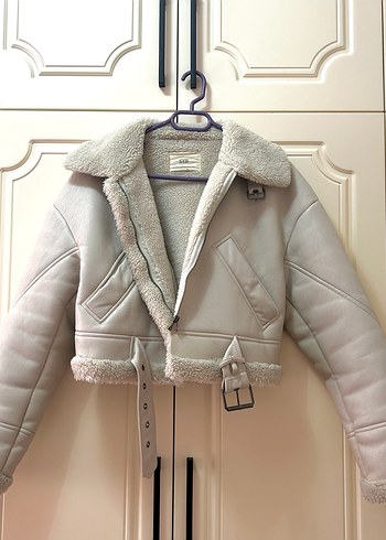 Kürklü Bej Deri Kadın Kışlık Ceket - Görsel 2