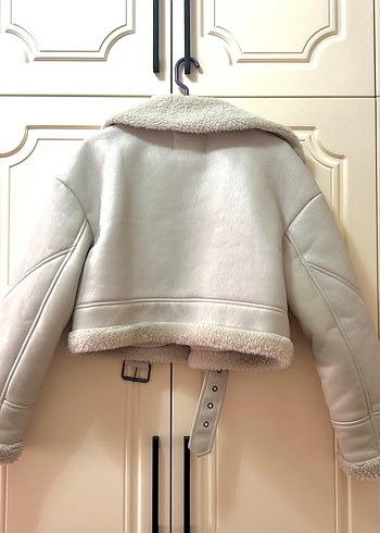 Kürklü Bej Deri Kadın Kışlık Ceket - Görsel 3