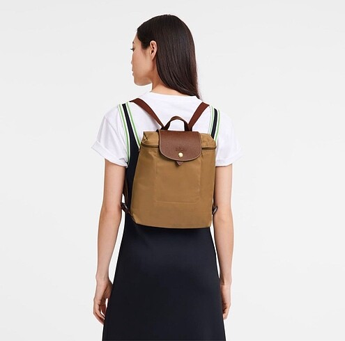  Beden turuncu Renk Longchamp Le Pliage M sırt çantası