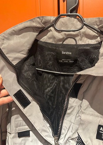 s Beden gri Renk Baskılı Kemerli Kadın Streetwear Ceket reflektör kumaş