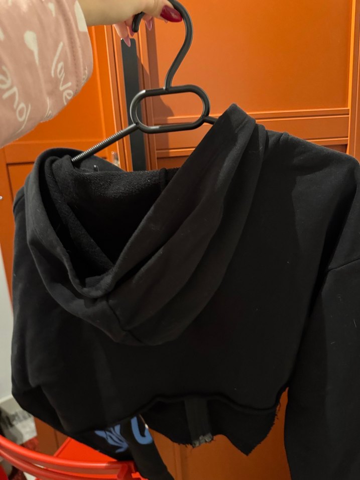 Kadın Siyah Kapüşonlu Fermuarlı Sweatshirt - Görsel 5