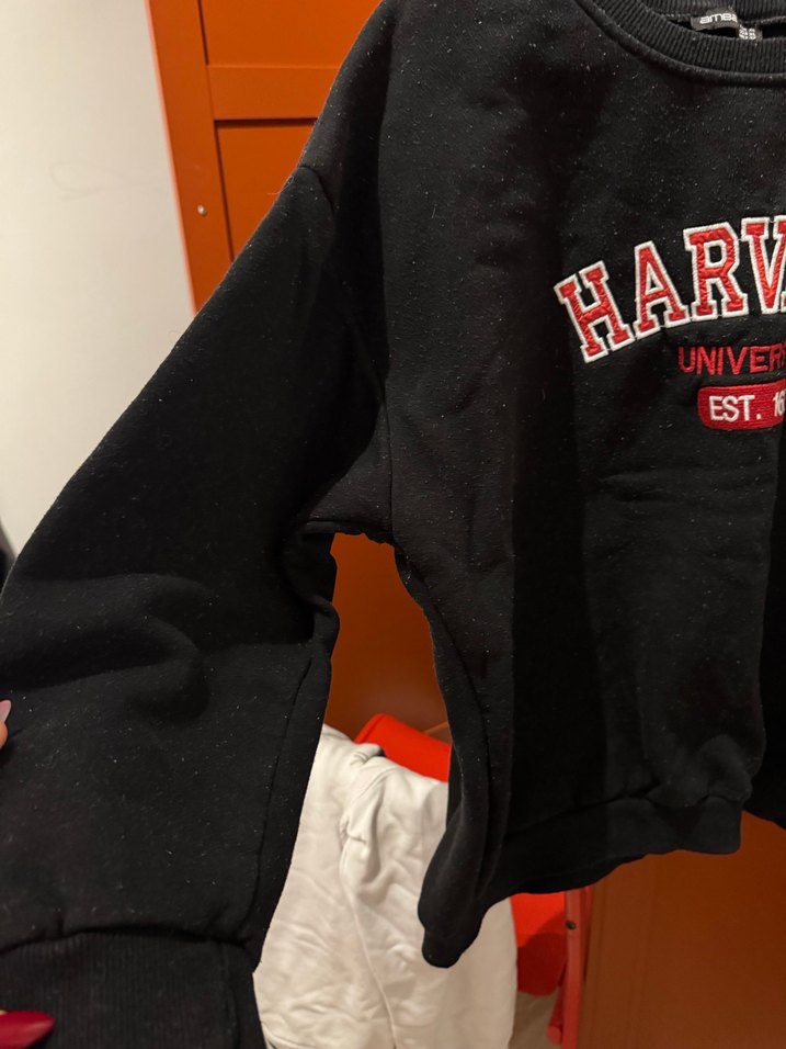 Siyah Harvard Baskılı Kadın Sweatshirt - Görsel 4