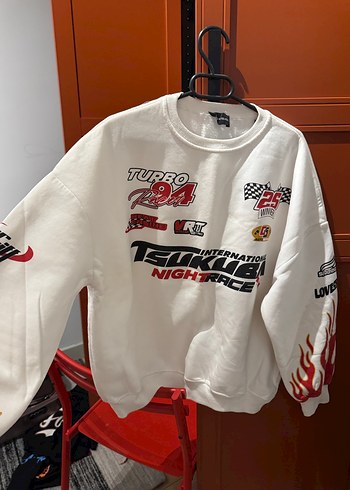 Beyaz Kadın Baskılı Sweatshirt - Görsel 2