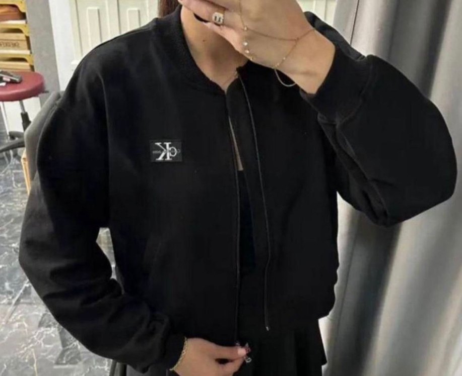 calvin kleın Kadın Siyah beyaz Bomber Ceket - Görsel 2