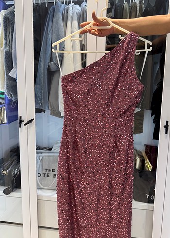 Sheinside Bordo Tek Omuz Drapeli Abiye Elbise