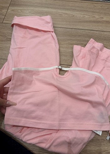 s Beden pembe Renk Pembe Kadın Normal Boy İspanyol Paça Pantolon straplez üst takım
