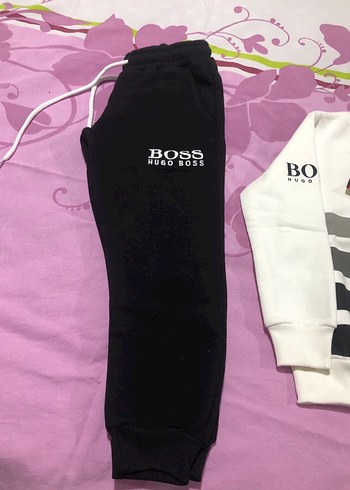 4 Yaş Beden beyaz Renk Erkek Çocuk Boss Gri Beyaz Sweatshirt ve Eşofman