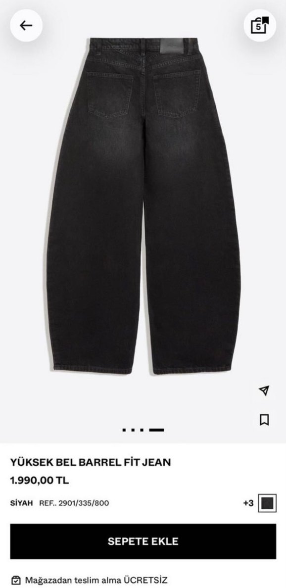 BERSHKA Koyu Siyah Denim Pantolon — görsel 2/6