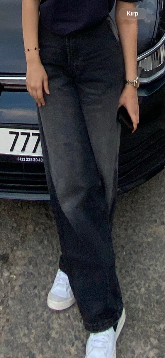 BERSHKA Koyu Siyah Denim Pantolon — görsel 5/6