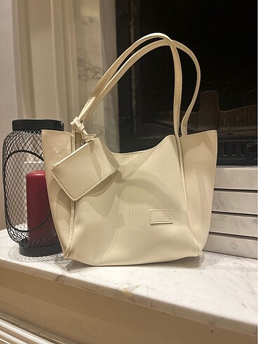 KREM TOTE ÇANTA