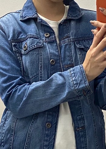 ONLY Düğmeli Mavi Kadın Kot Ceket - Görsel 4