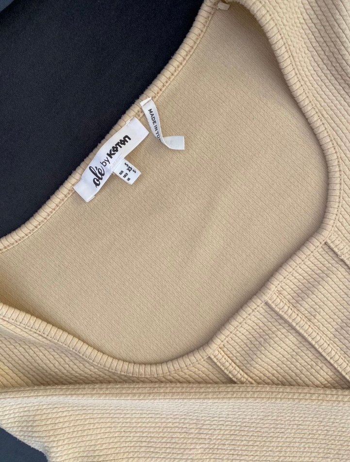 Bej Kadın Uzun Kollu Triko Bluz - Görsel 3