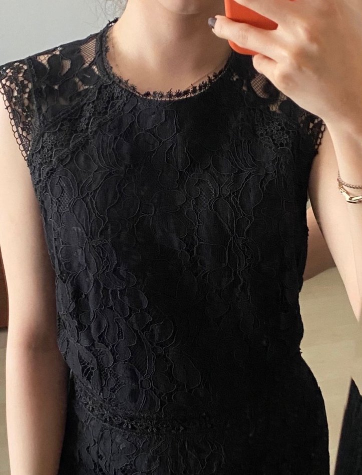 EKOL Dantel Detaylı Siyah Midi Kadın Elbise - Görsel 4