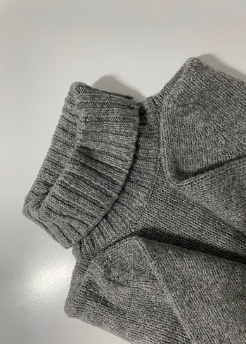 Gri Kadın Boğazlı Yün Kazak - Görsel 2