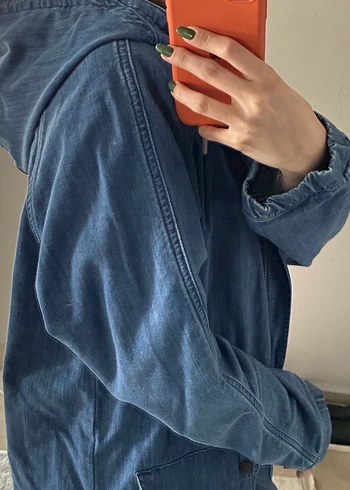 Kadın Mavi Denim Fermuarlı Ceket - Görsel 7