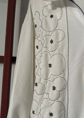 Nakışlı Beyaz Kadın Ceket taşlı - Görsel 3