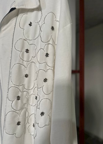 Nakışlı Beyaz Kadın Ceket taşlı - Görsel 2