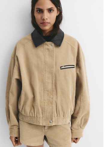 Pull and bear Kadın Süet Düğmeli Ceket - Görsel 5