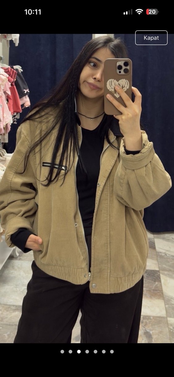 Pull and bear Kadın Süet Düğmeli Ceket - Görsel 4