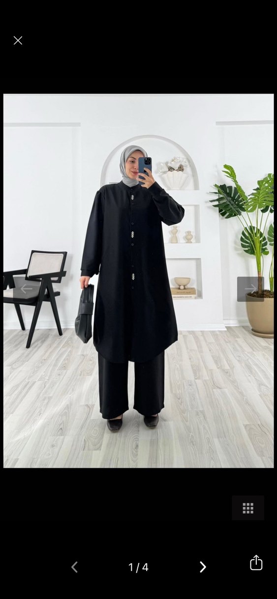 Siyah Uzun Kol Detaylı Salaş Kadın Takım - Görsel 2