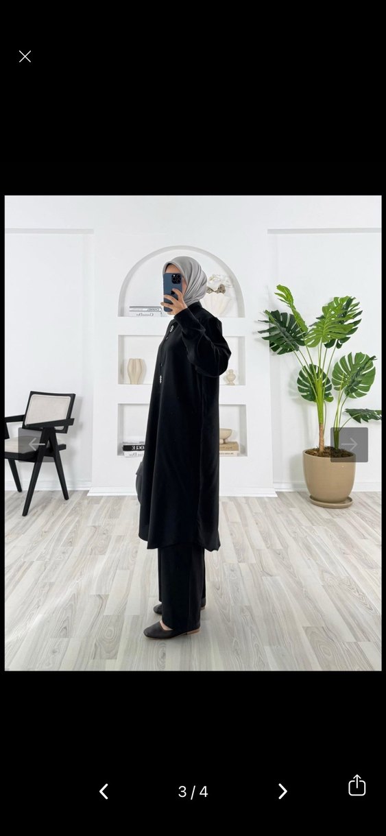 Siyah Uzun Kol Detaylı Salaş Kadın Takım - Görsel 3