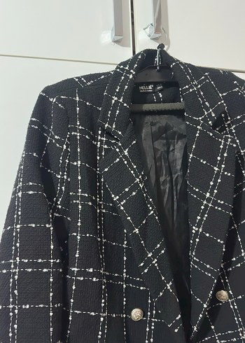 Siyah Ekose Kadın Blazer - Görsel 6