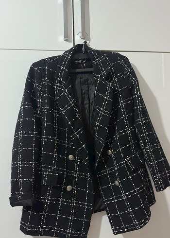 Siyah Ekose Kadın Blazer - Görsel 2