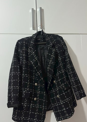 Siyah Ekose Kadın Blazer - Görsel 4