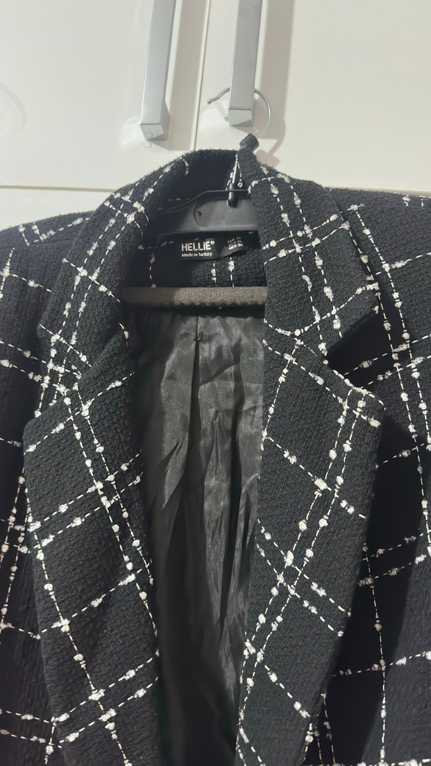 Siyah Ekose  Kadın Blazer - Görsel 3