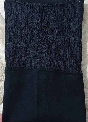 Kolsuz, boğazlı, üst tarafı dantel bluz - Görsel 3