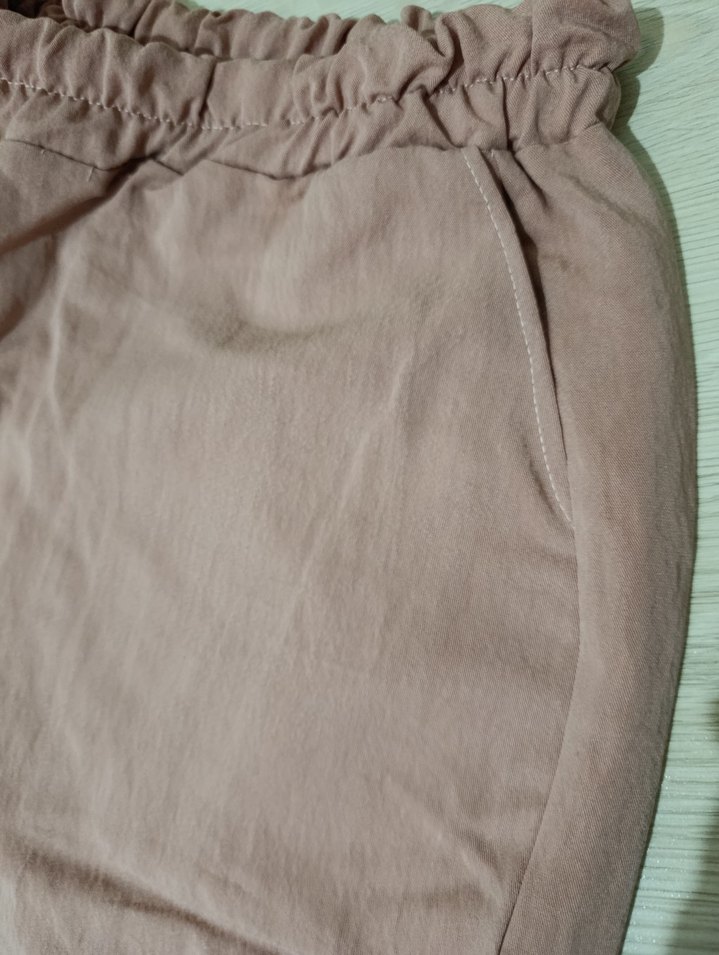 Gül kurusu Keten Kadın Bermuda Şort - Görsel 3