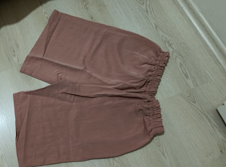 Gül kurusu Keten Kadın Bermuda Şort - Görsel 2