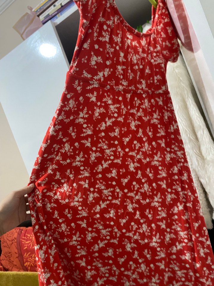 Kırmızı Bohem Midi Elbise - Görsel 3