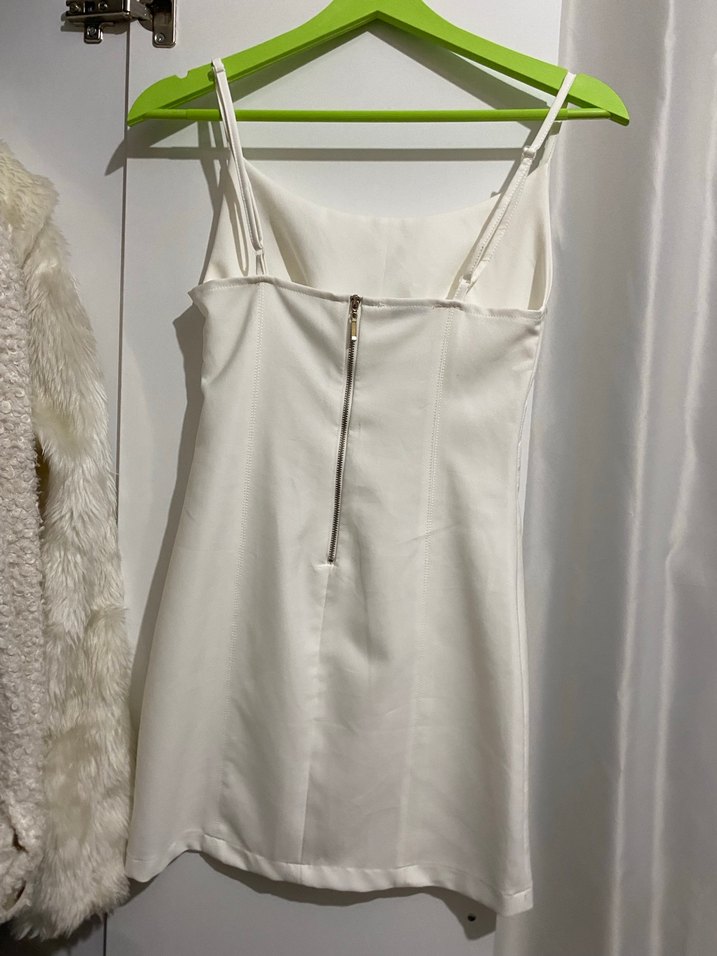 Beyaz Askılı Midi Kadın Elbise - Görsel 2