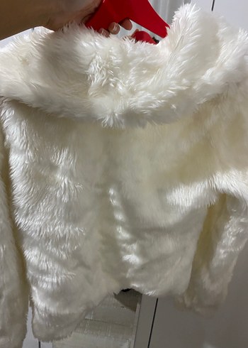Beyaz Kadın Suni Kürk Midi Ceket - Görsel 4