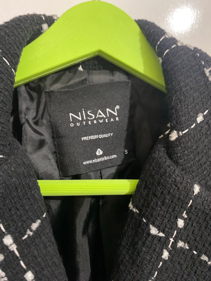 Düğmeli Siyah Ekose Mini Kadın Blazer - Görsel 2