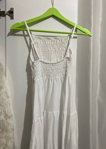 Beyaz Uzun Pamuklu Bohem Elbise - Görsel 3