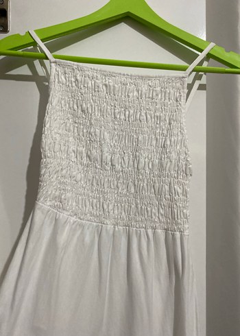 Beyaz Uzun Pamuklu Bohem Elbise - Görsel 2