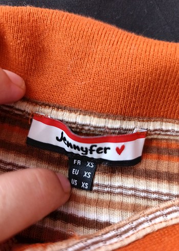 Jennifer Fisher Kızlar için Koyu Kahverengi Çizgili Polo Tişört
