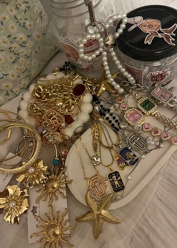 American Vintage Beyaz Boncuklu Kadın Takı Seti 10 adet