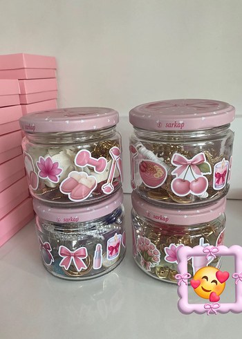 Pembe Pastel Makyaj seti Kavanoz 10 adet