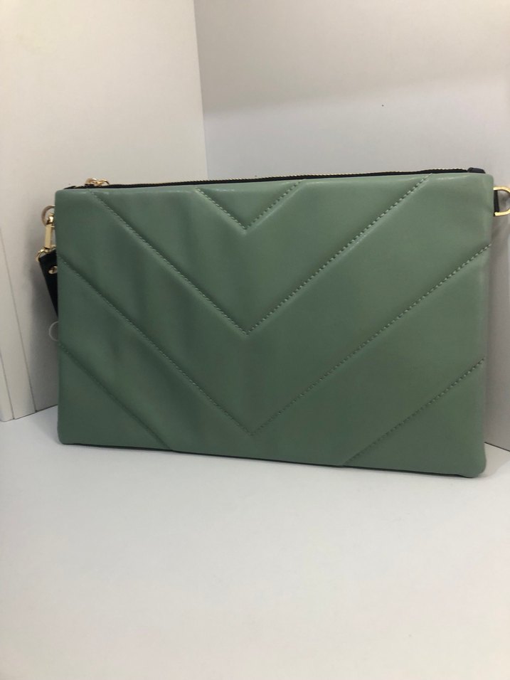 Yeşil Deri Fermuarlı Kadın Çanta - Görsel 2