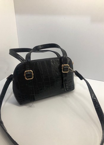 Klasik Siyah Yılan Desenli Deri Kadın Çanta - Görsel 2