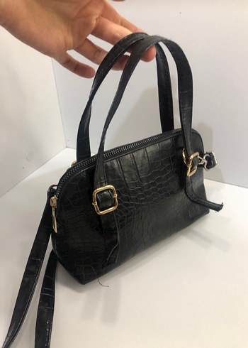 Klasik Siyah Yılan Desenli Deri Kadın Çanta - Görsel 3