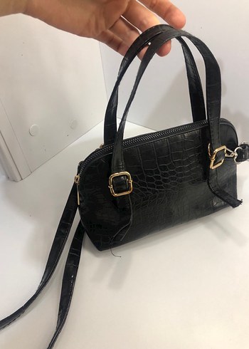 Klasik Siyah Yılan Desenli Deri Kadın Çanta - Görsel 4