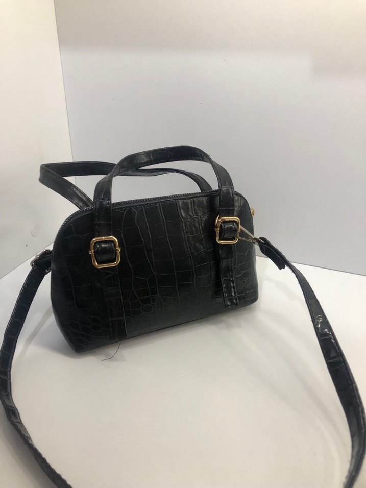 Klasik Siyah Yılan Desenli Deri Kadın Çanta - Görsel 2