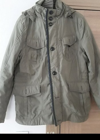 Düğmeli Gri erkek Kışlık Mont - Görsel 4