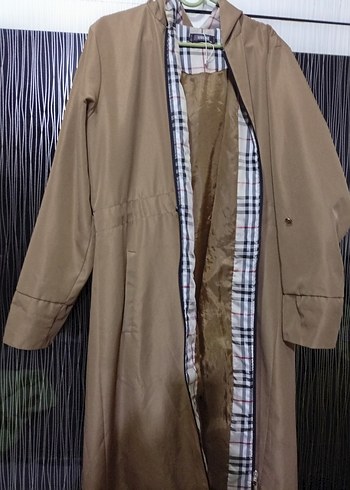 Bej Uzun Kadın Yağmurluk Fermuarlı - Görsel 3