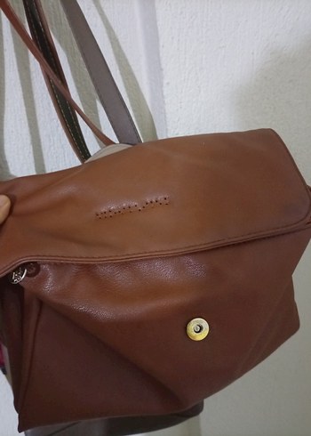 Kahverengi Deri Tokalı Kadın Çanta - Görsel 2