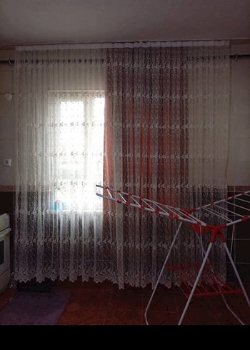 Nakışlı Beyaz Gri Tül Perde 2 adet mevcuttur - Görsel 3
